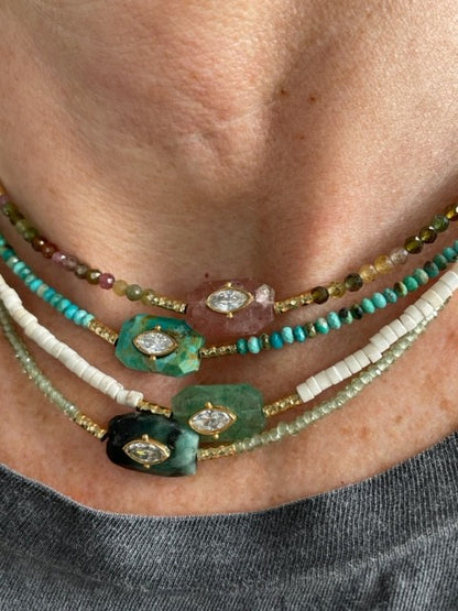 Collier Ras du Cou Inside Apatite Verte - Émeraude