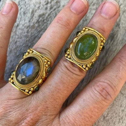 Bague Jasmine GM Labradorite et Serpentine