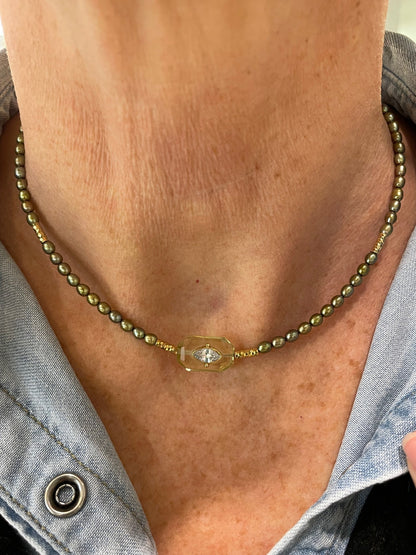 Collier Ras du Cou Inside Perles Kakis - Quartz Lemon