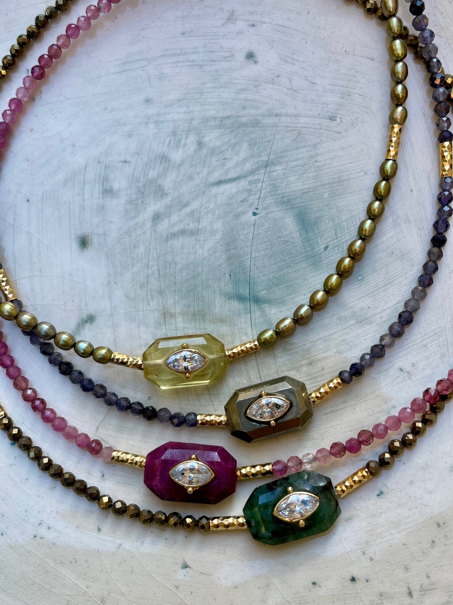 Collier Ras du Cou Inside Perles Kakis - Quartz Lemon