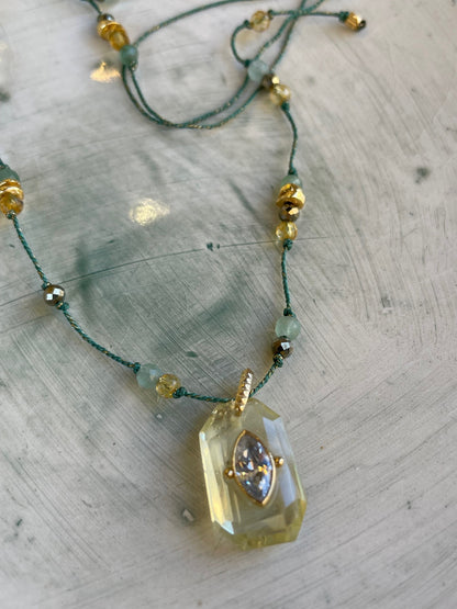 Collier Inside Cordon Quartz Lemon - Pyrite