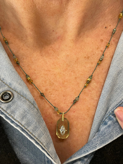 Collier Inside Cordon Quartz Lemon - Pyrite