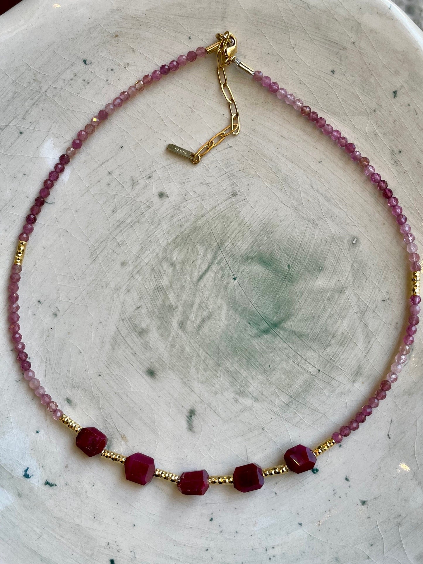 Collier Ras du Cou Élément Tourmaline Rose - Rubis